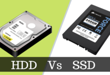 Distinguishing between solid state drives (SSD) and hard disc drives (HDD).