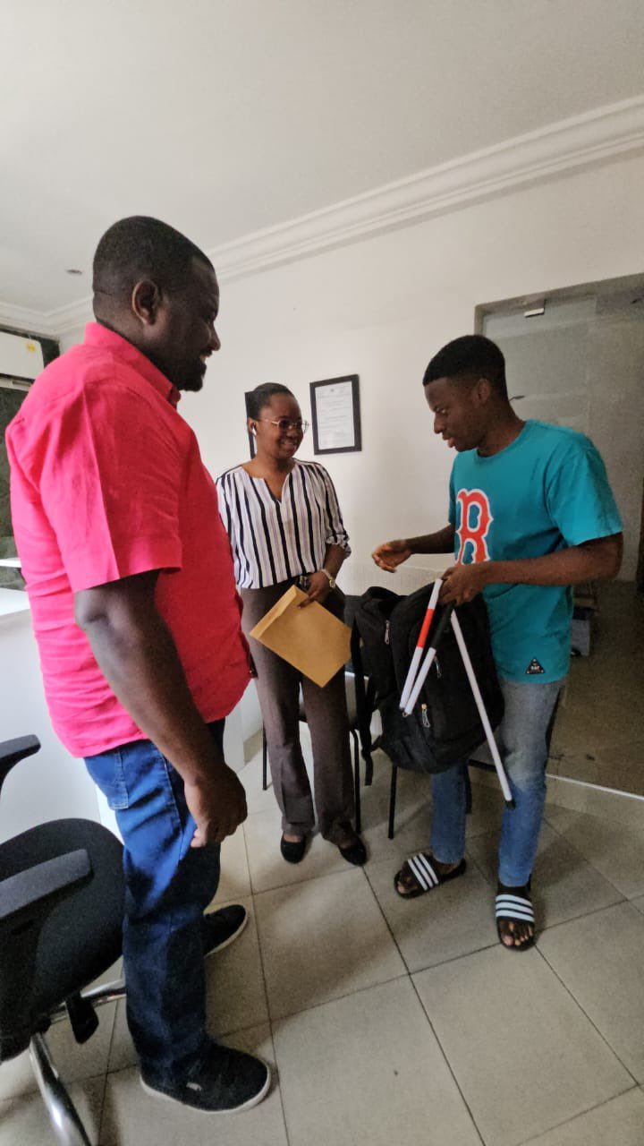 Dumelo covers more than GHC 10,000 in tuition for a law student with visual impairments.